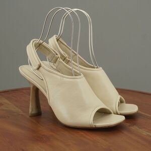 Vince Womens Quest Square Toe Slingback Heeled Sandals Size 9 M Moonlight Ivory